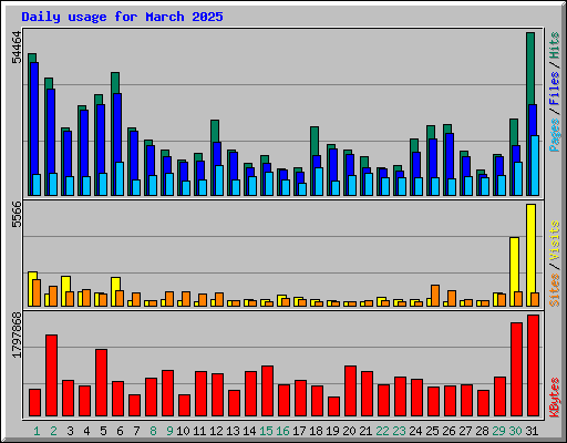 Daily usage for March 2025